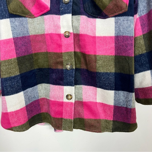 Time Tru Fleece Shacket Jacket XXXL 22 Plaid Cozy Casual Boho Preppy Outdoor - Picture 3 of 7